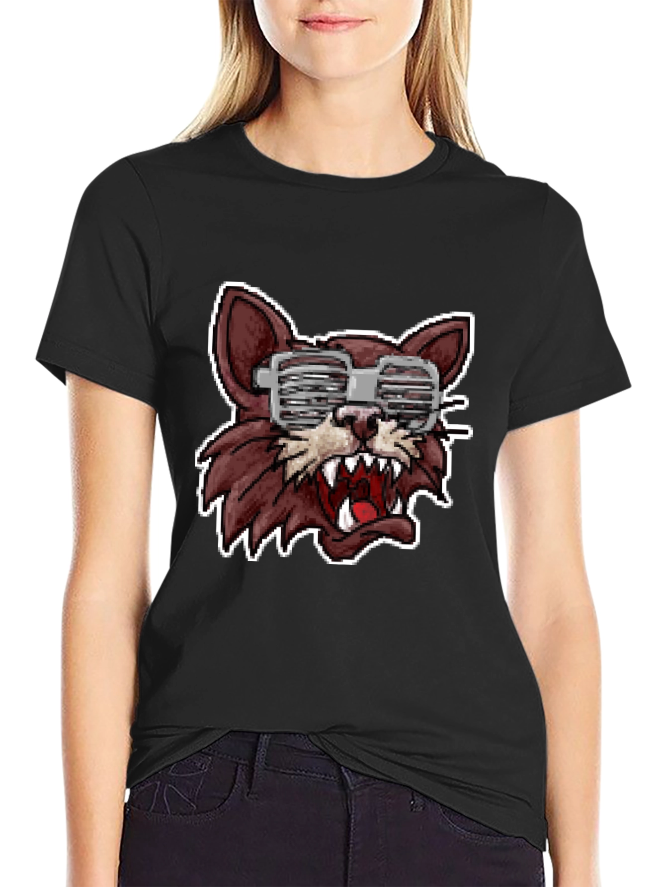 Wolf Graphic Tee - Fun Pixelated Design