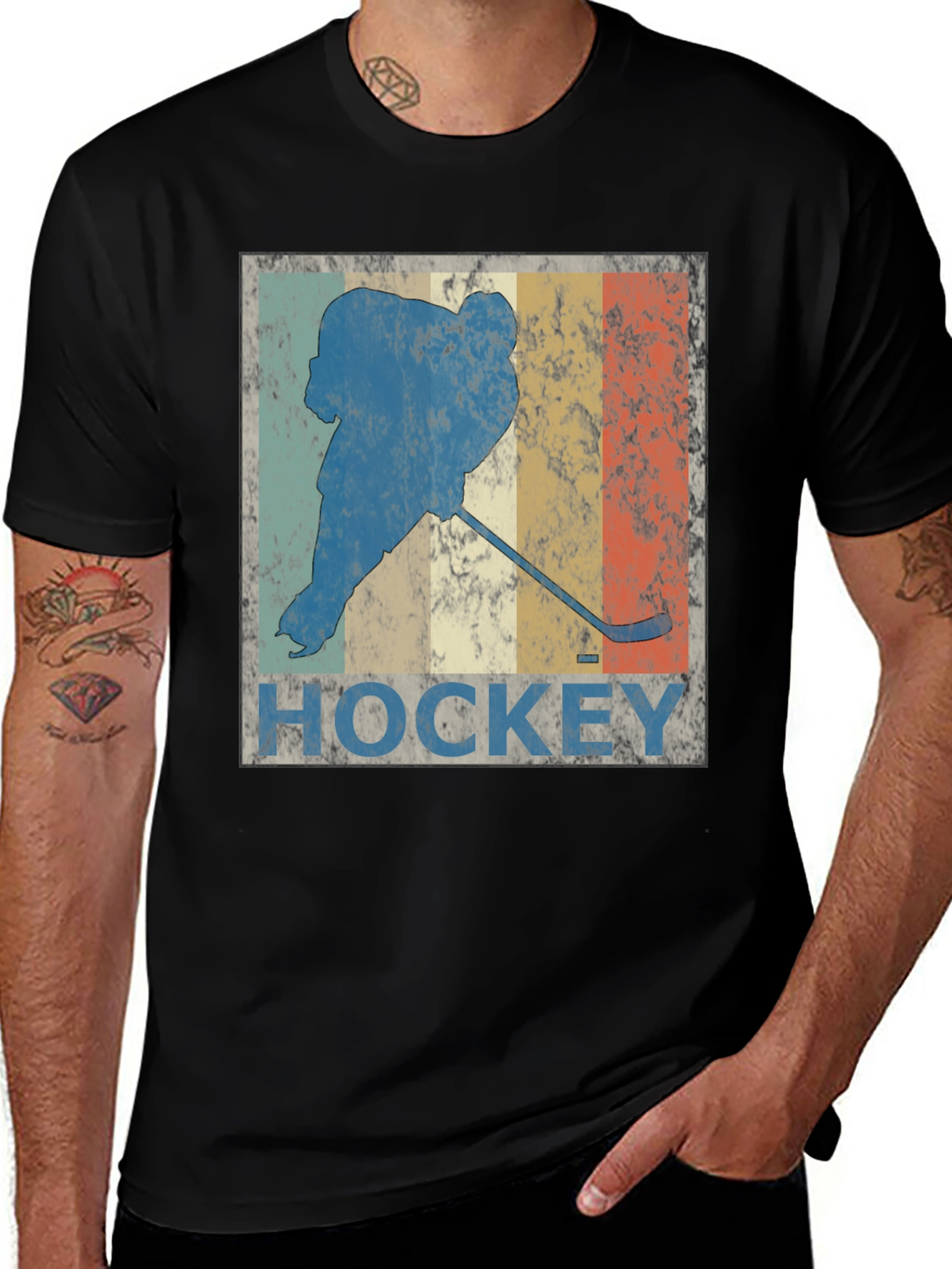 Vintage Hockey Player Graphic T-Shirt