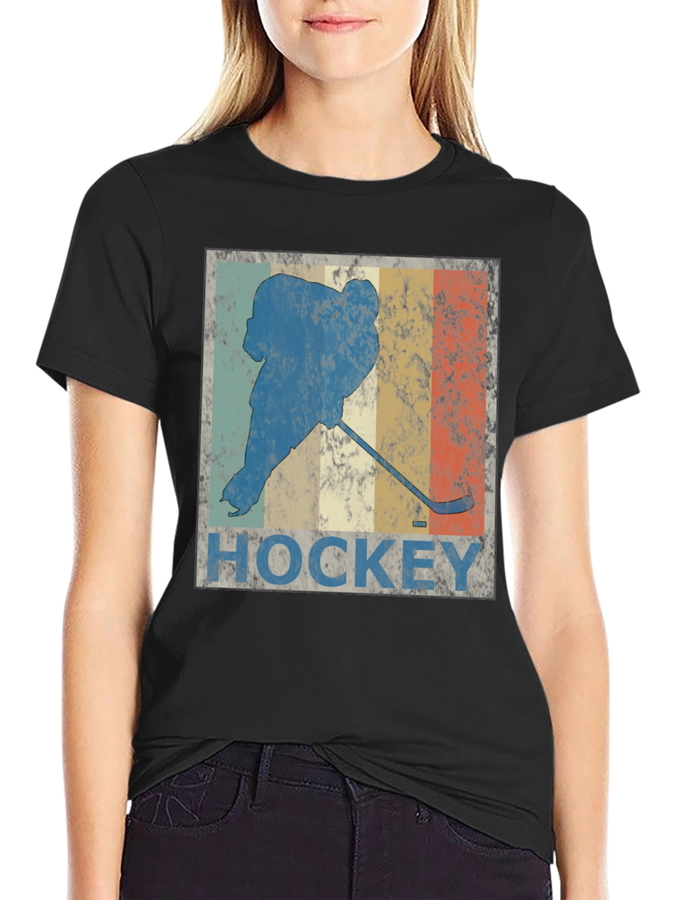 Vintage Hockey Player Graphic T-Shirt