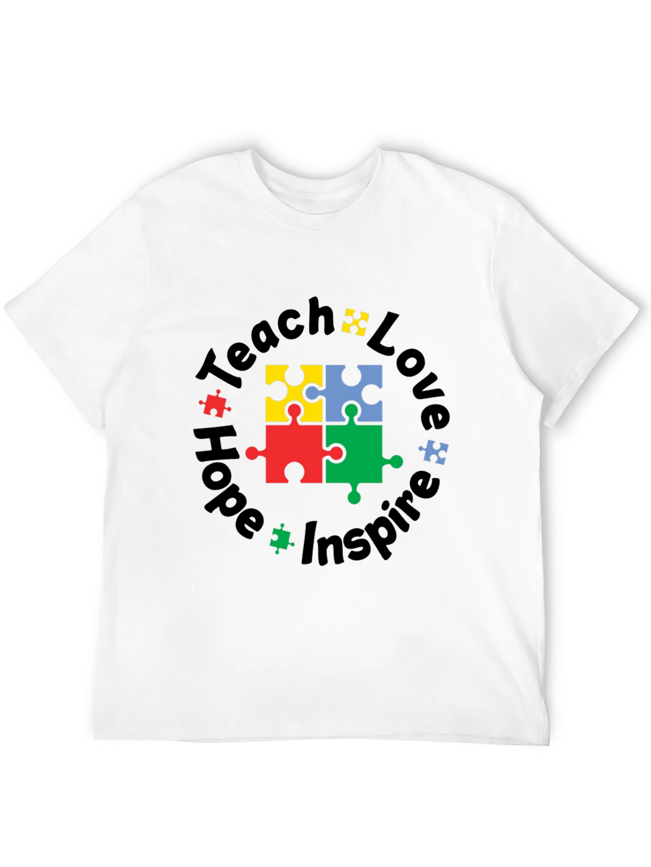 Teach Love Hope Inspire Autism Puzzle T-Shirt