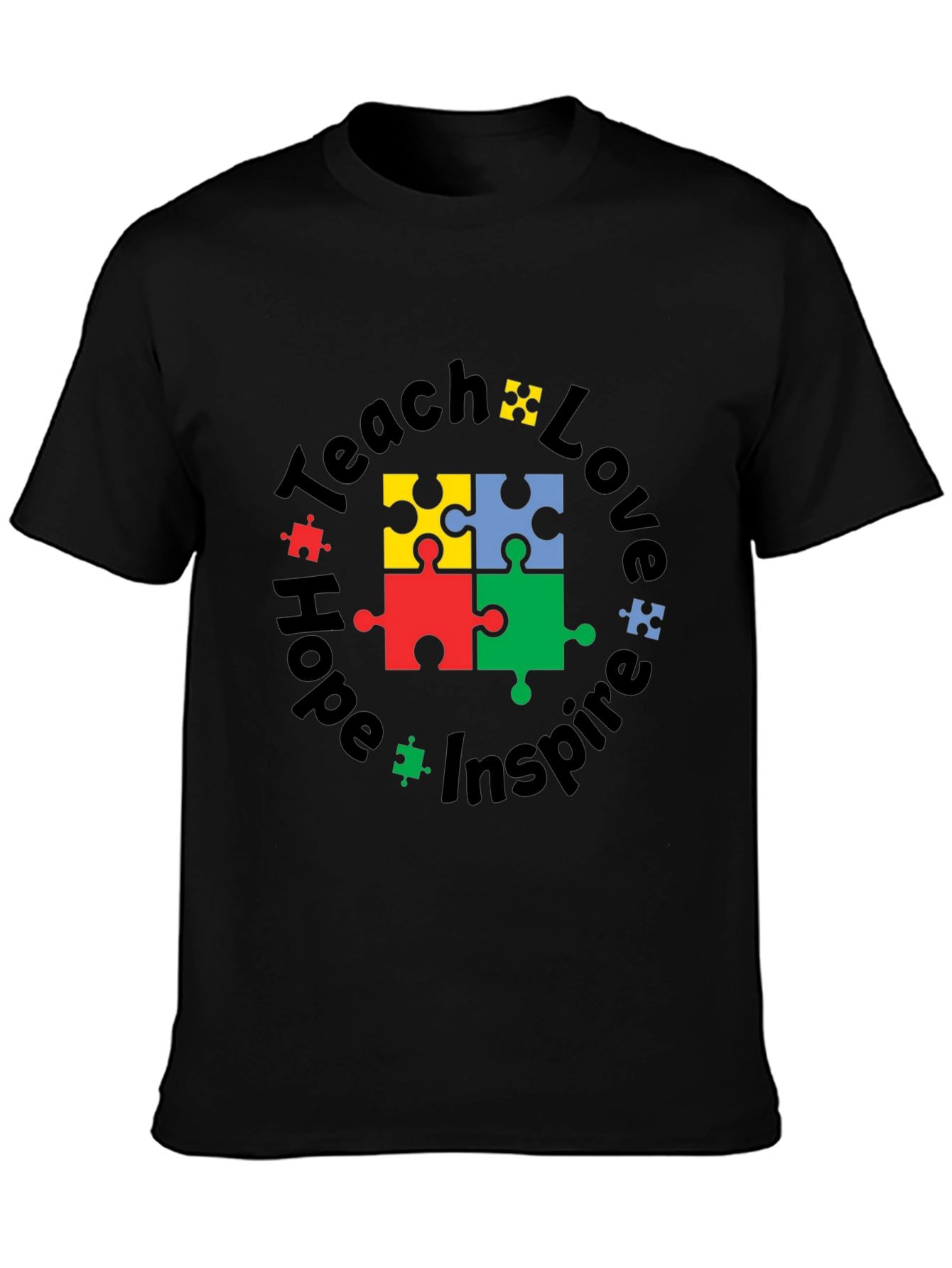 Teach Love Hope Inspire Autism Puzzle T-Shirt