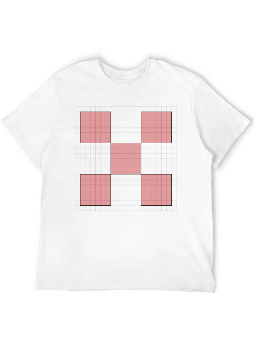 Geometric Red Square Pattern Black T-Shirt