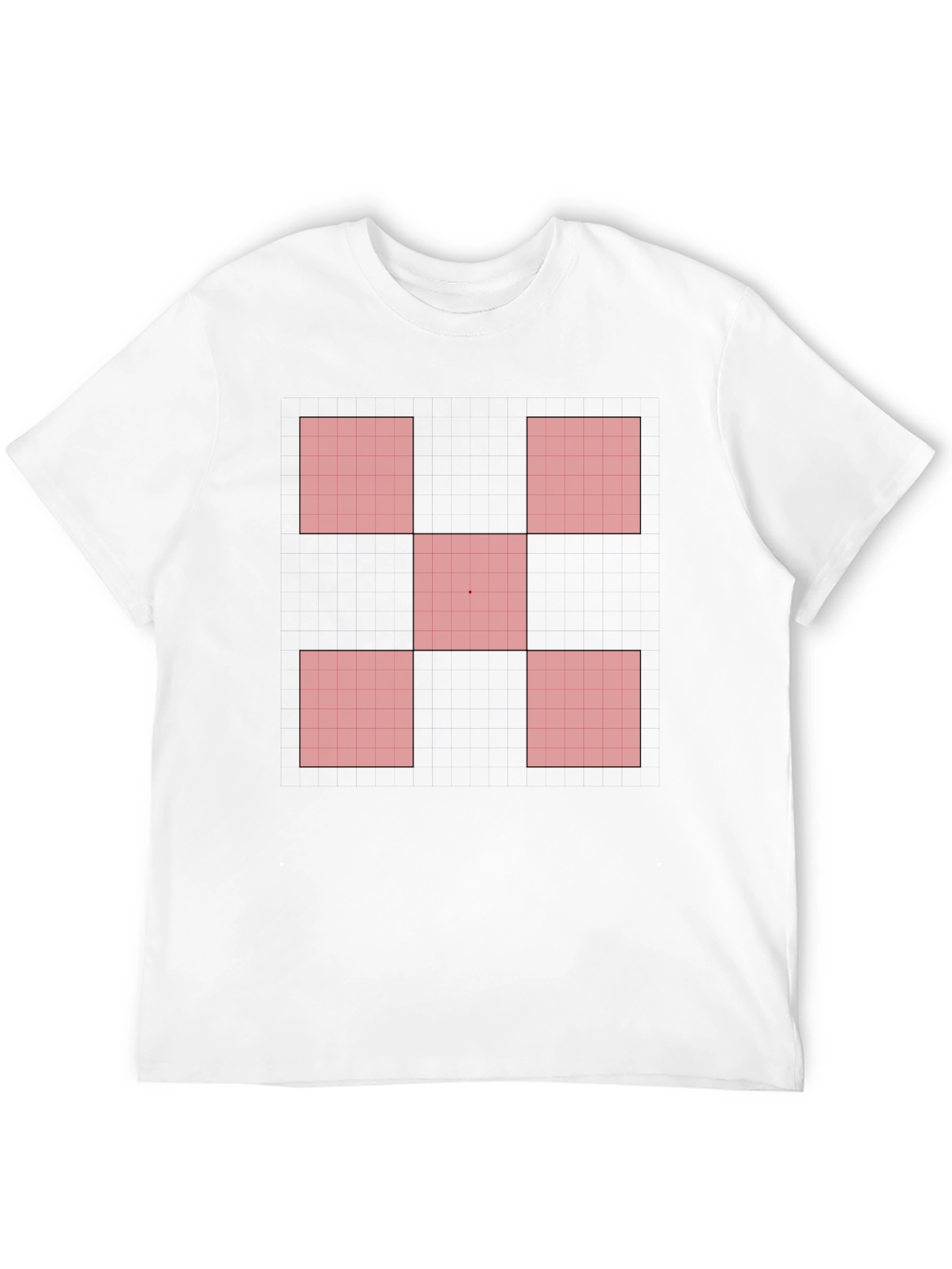 Geometric Red Square Pattern Black T-Shirt
