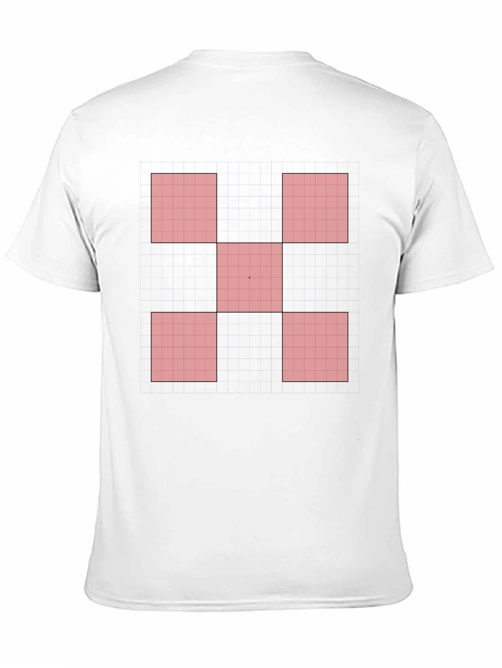 Geometric Red Square Pattern Black T-Shirt