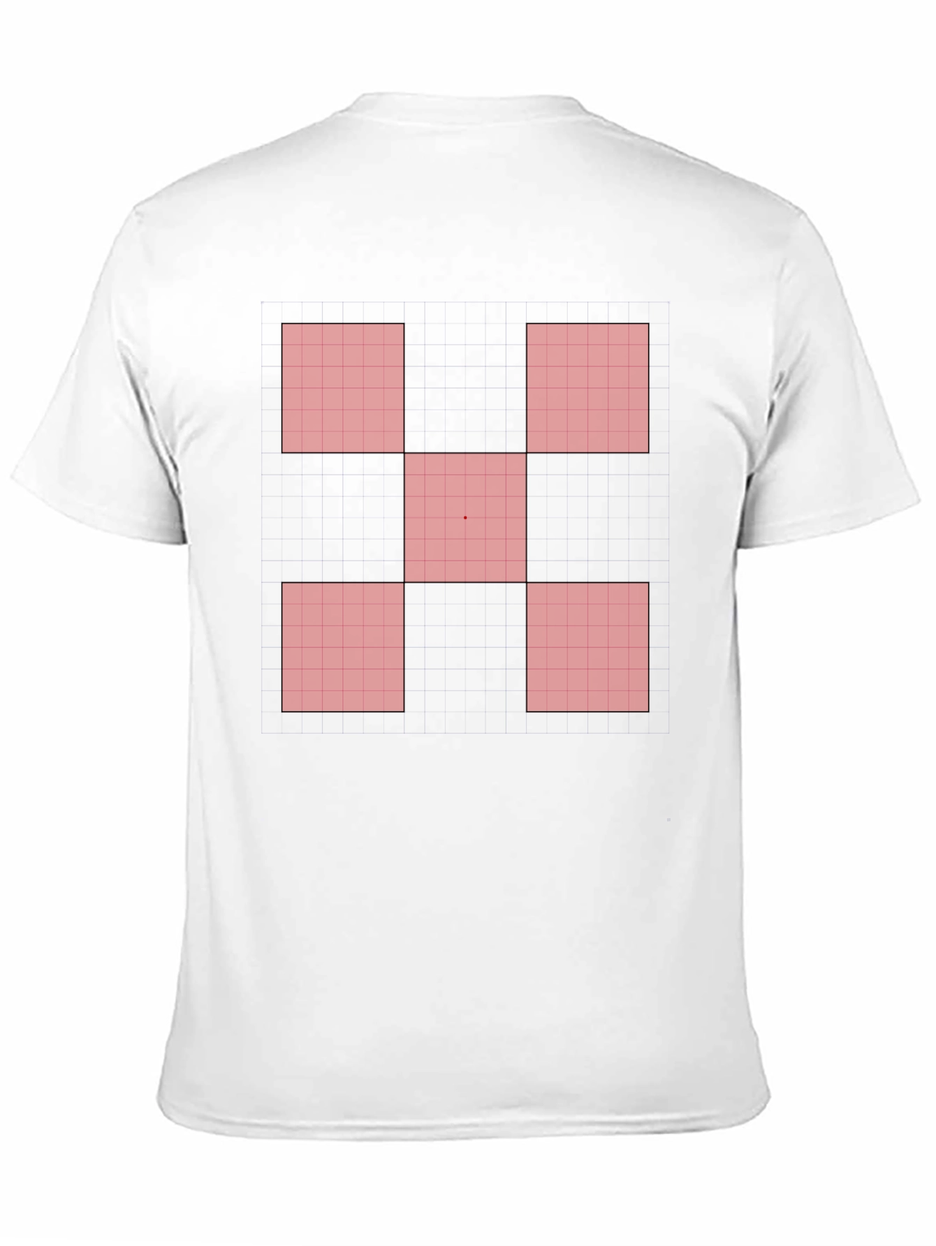 Geometric Red Square Pattern Black T-Shirt