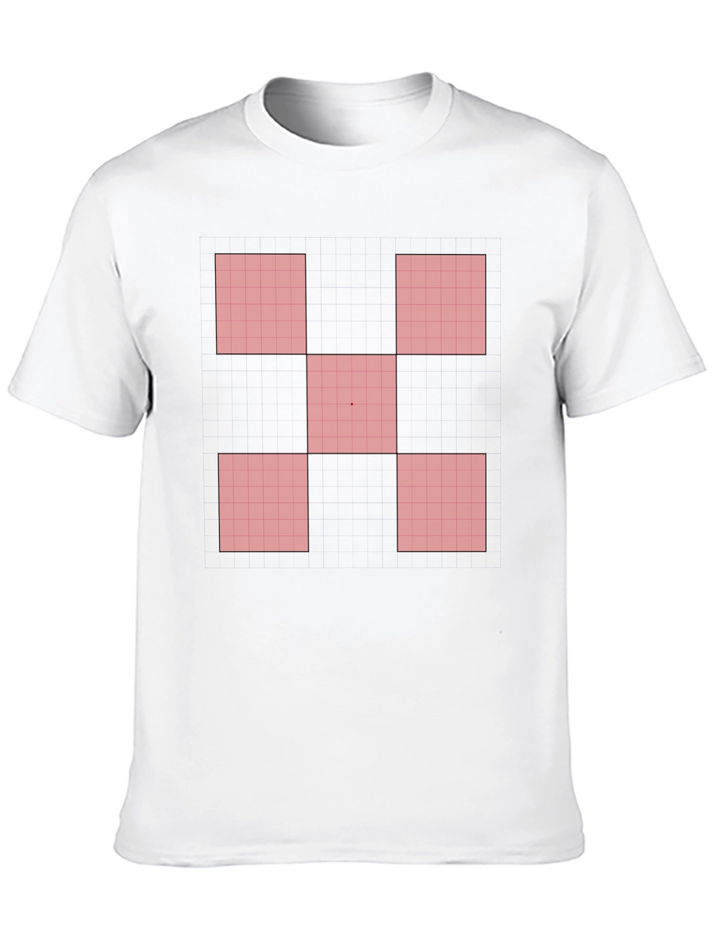 Geometric Red Square Pattern Black T-Shirt