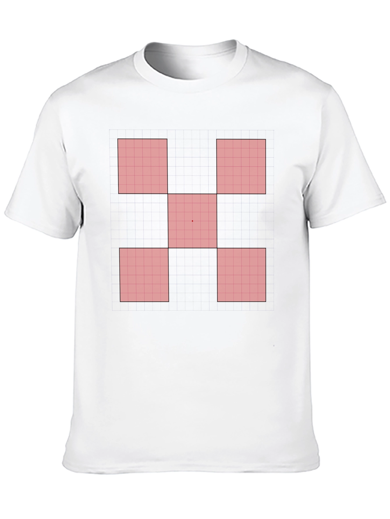 Geometric Red Square Pattern Black T-Shirt