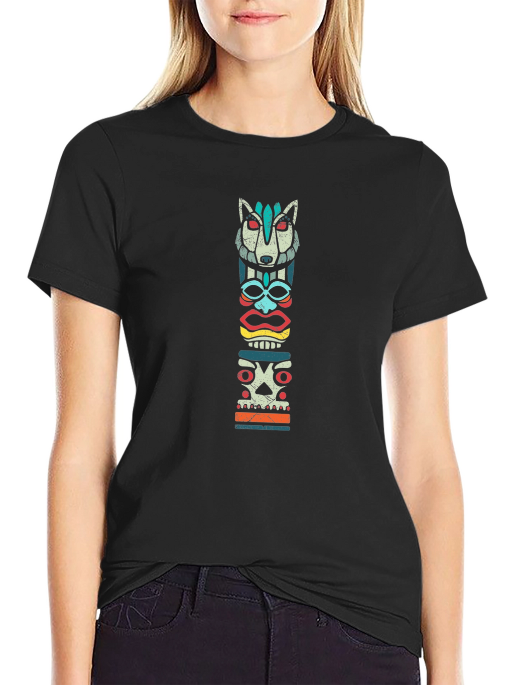 Tribal Totem Graphic Tee - Cool Anthropomorphic Design