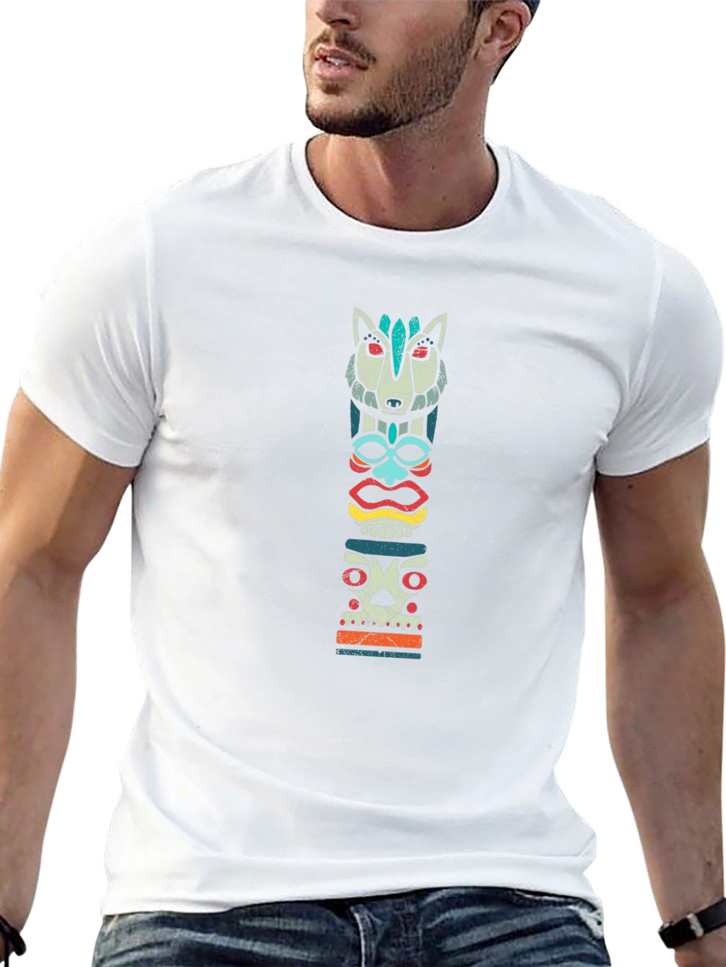 Tribal Totem Graphic Tee - Cool Anthropomorphic Design