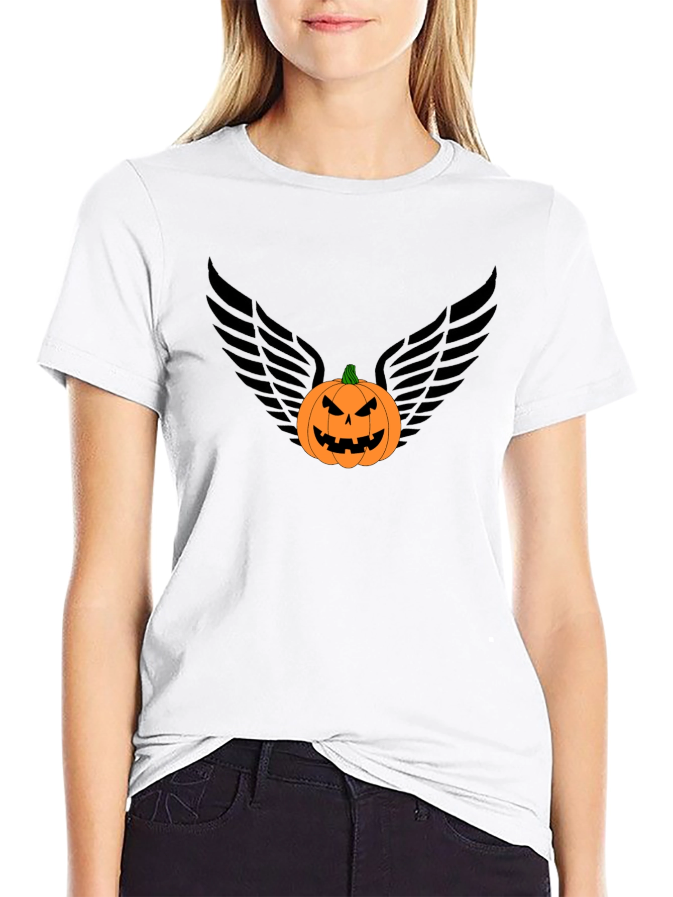 Pumpkin Angel Wings Graphic Tee