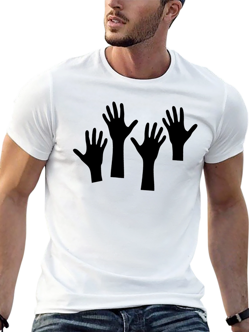Black T-Shirt with Hand Graphic