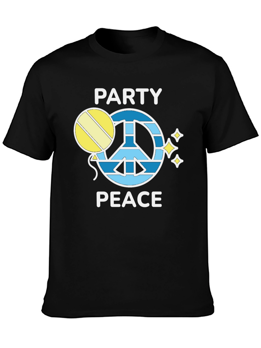 Party Peace T-Shirt - Black Crew Neck