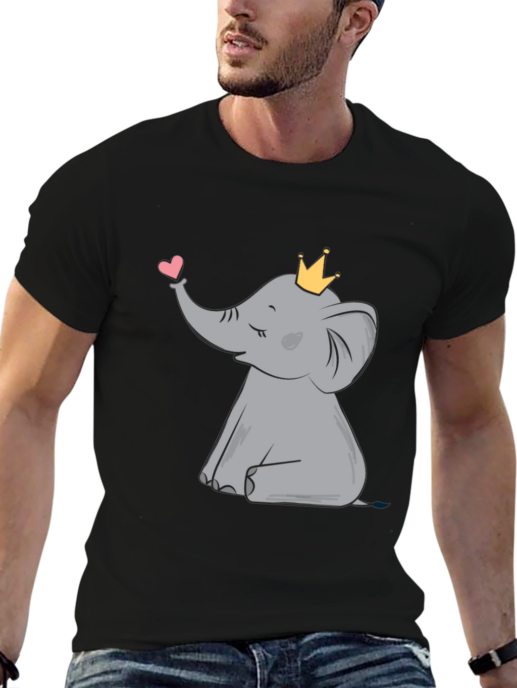 Cute Elephant with Crown Graphic Tee