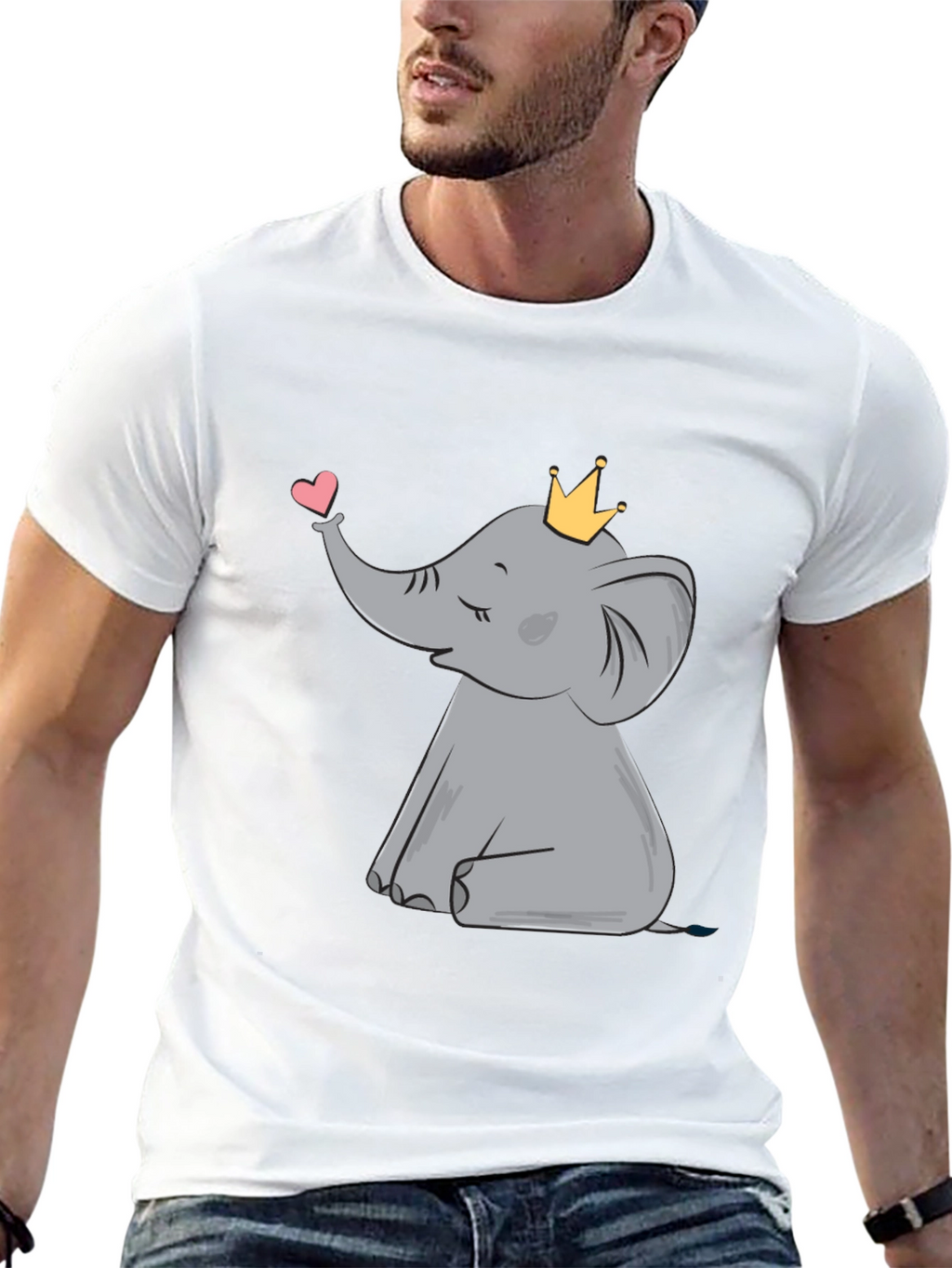 Cute Elephant with Crown Graphic Tee