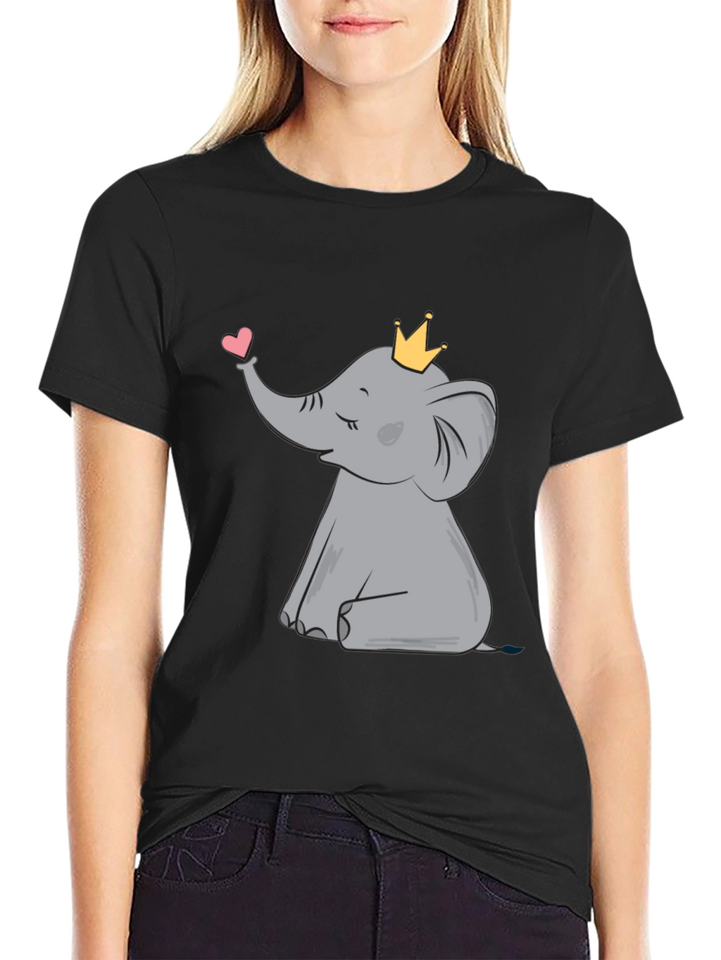 Cute Elephant with Crown Graphic Tee