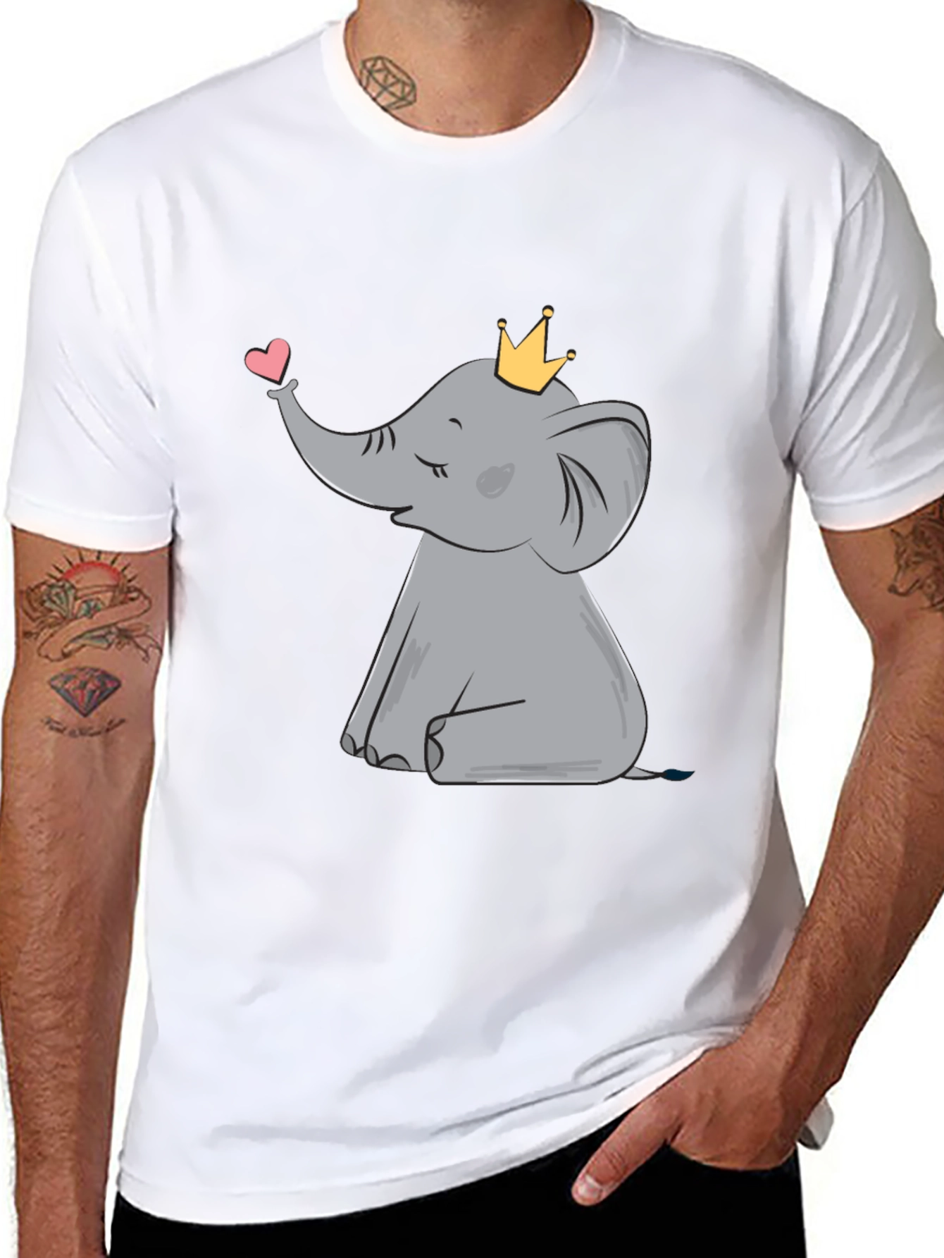 Cute Elephant with Crown Graphic Tee