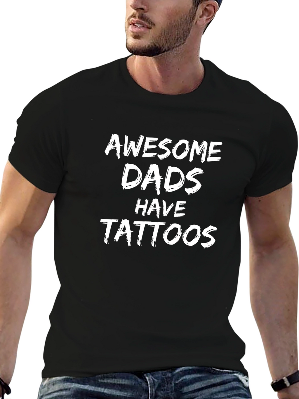 Awesome Dads Have Tattoos Black T-Shirt