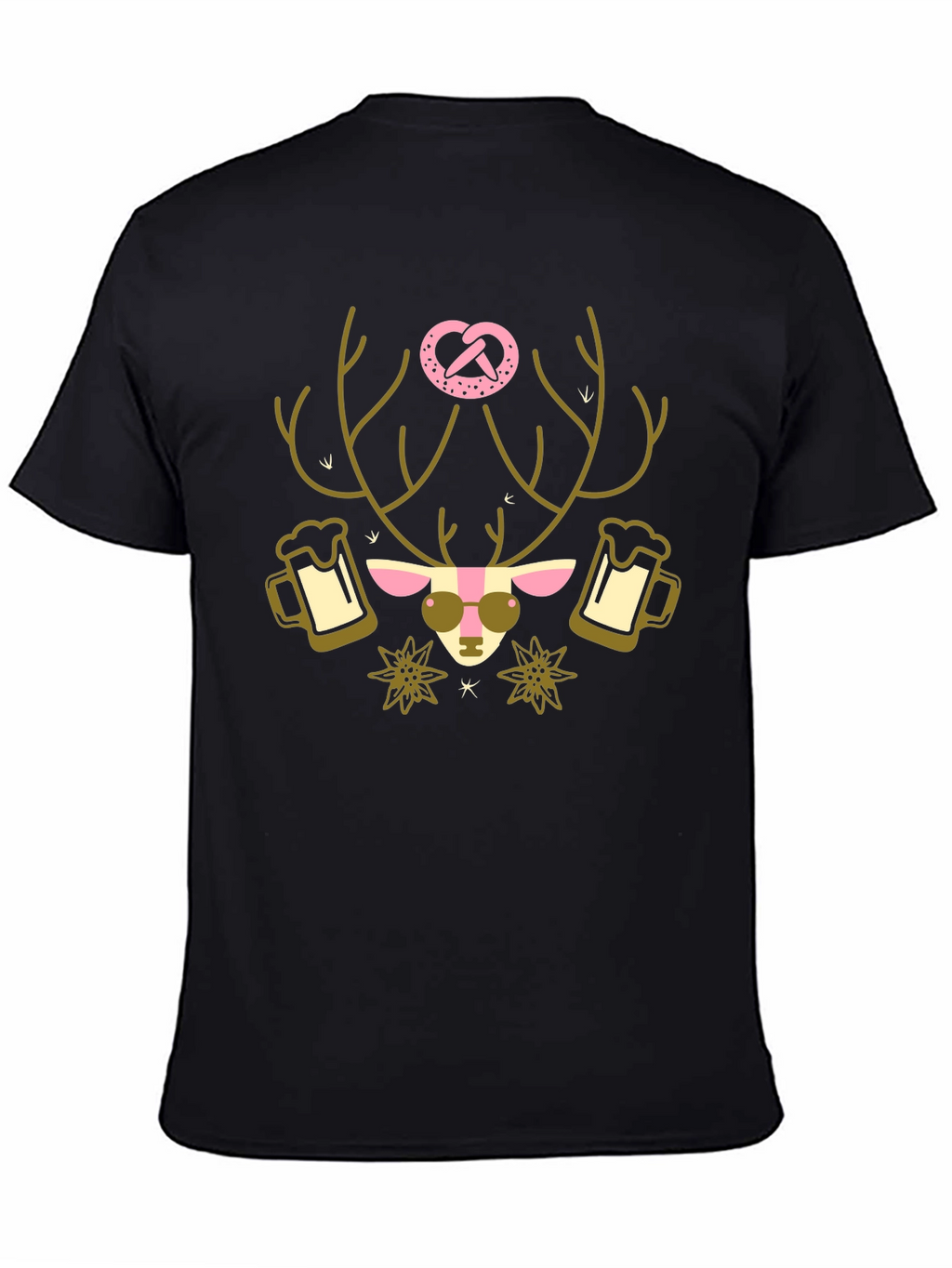 Oktoberfest Deer Pretzel T-Shirt - Black