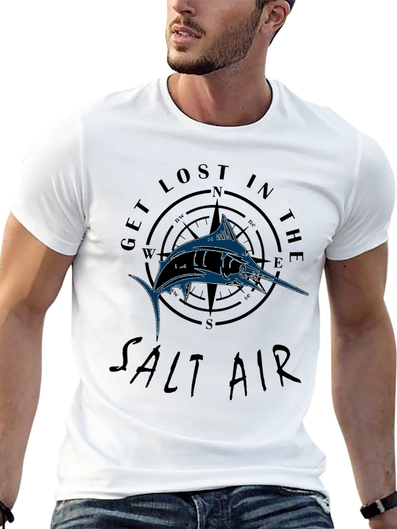 Get Lost in the Salt Air Black Graphic T-Shirt