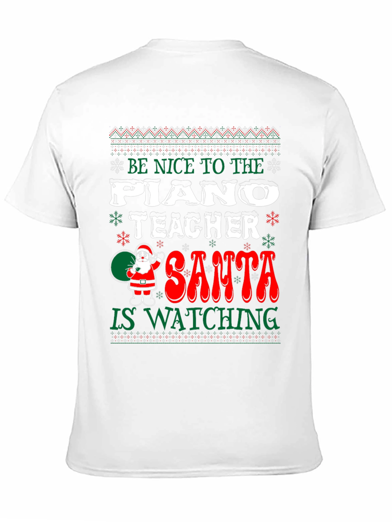 Funny Christmas Piano Teacher Santa Watching T-Shirt