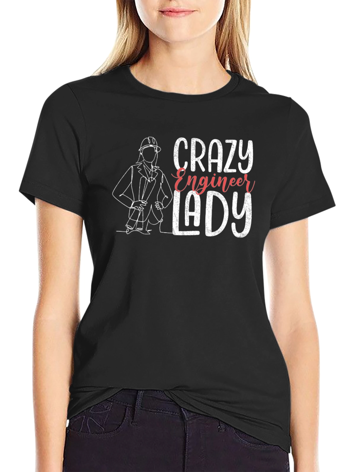 Crazy Engineer Lady T-Shirt - Black Tee
