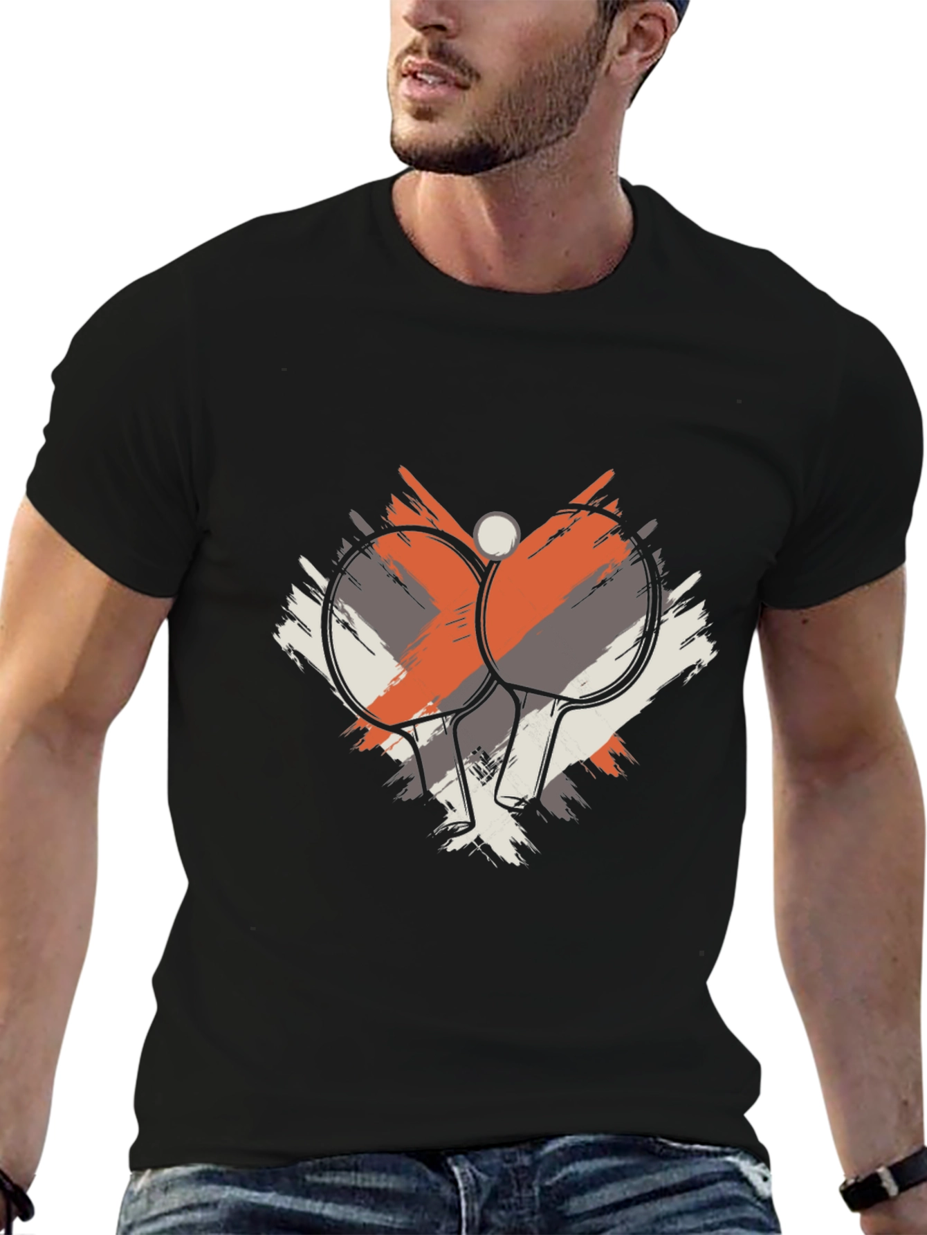 Ping Pong Paddles Graphic Tee - Black Cotton