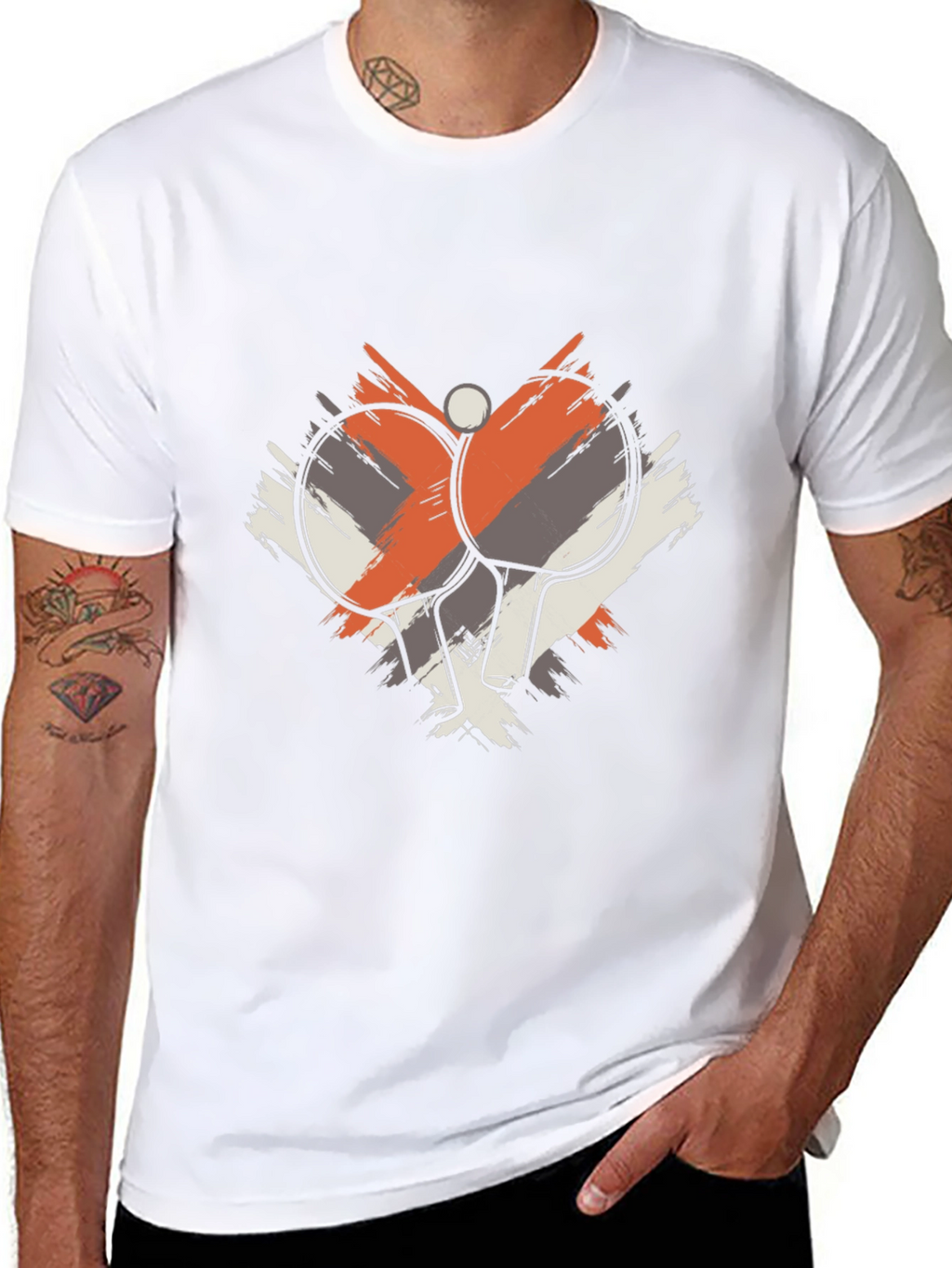 Ping Pong Paddles Graphic Tee - Black Cotton