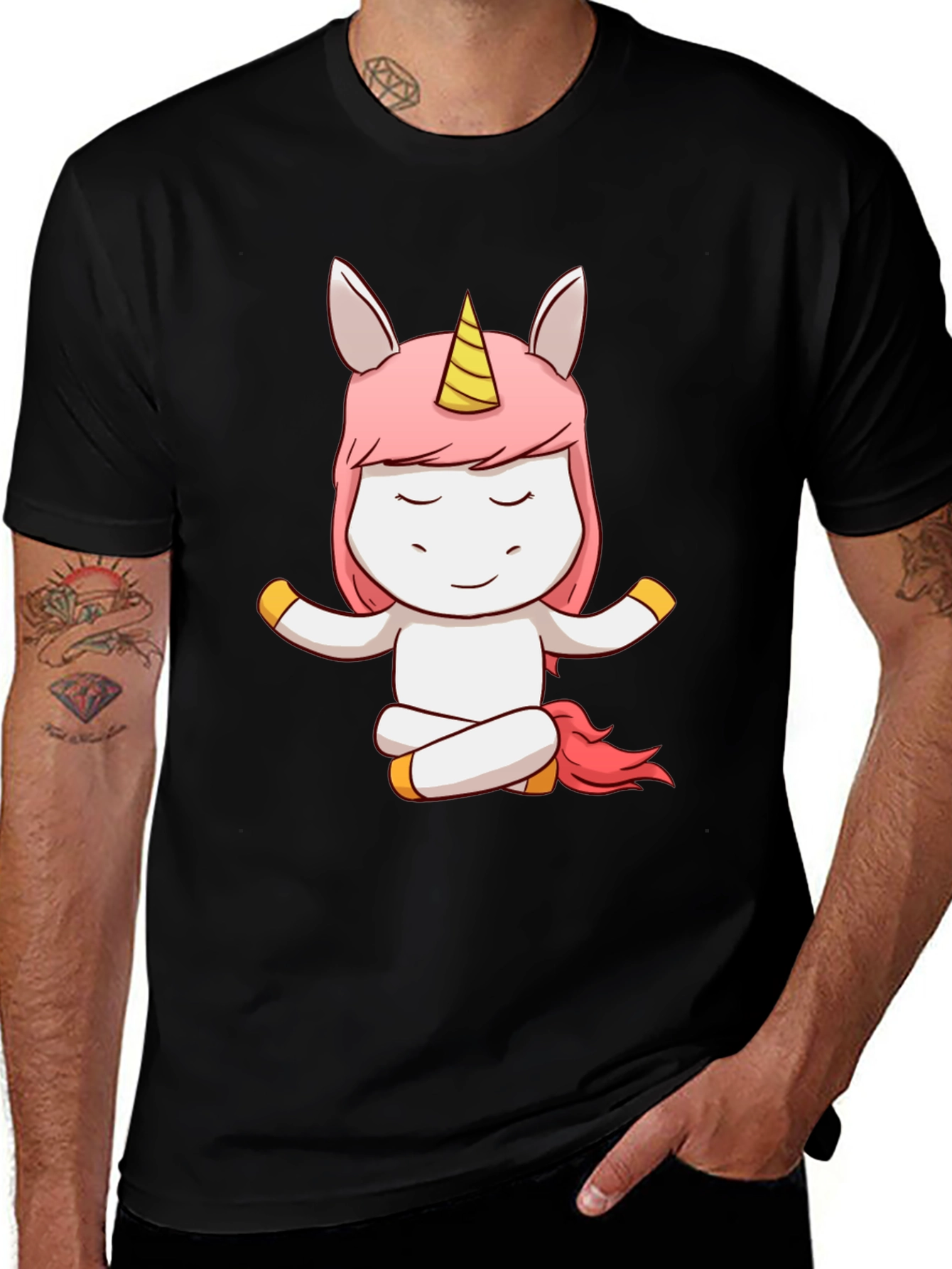 Unicorn Yoga T-Shirt - Meditating Cartoon Tee