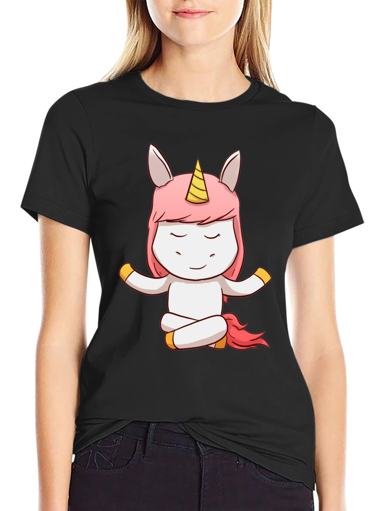 Unicorn Yoga T-Shirt - Meditating Cartoon Tee