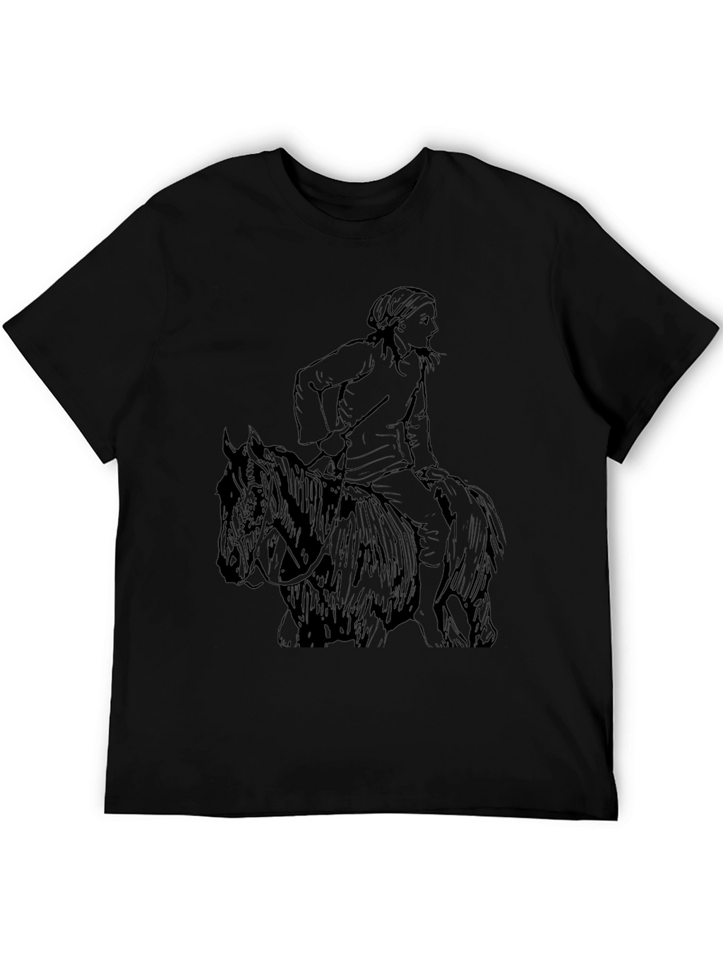 Black T-Shirt with Equestrian Graphic Tee