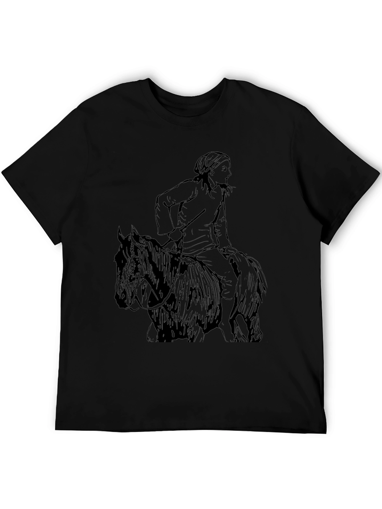 Black T-Shirt with Equestrian Graphic Tee