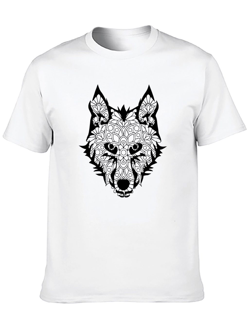 Wolf Mandala Graphic T-Shirt - Stylish Black Tee