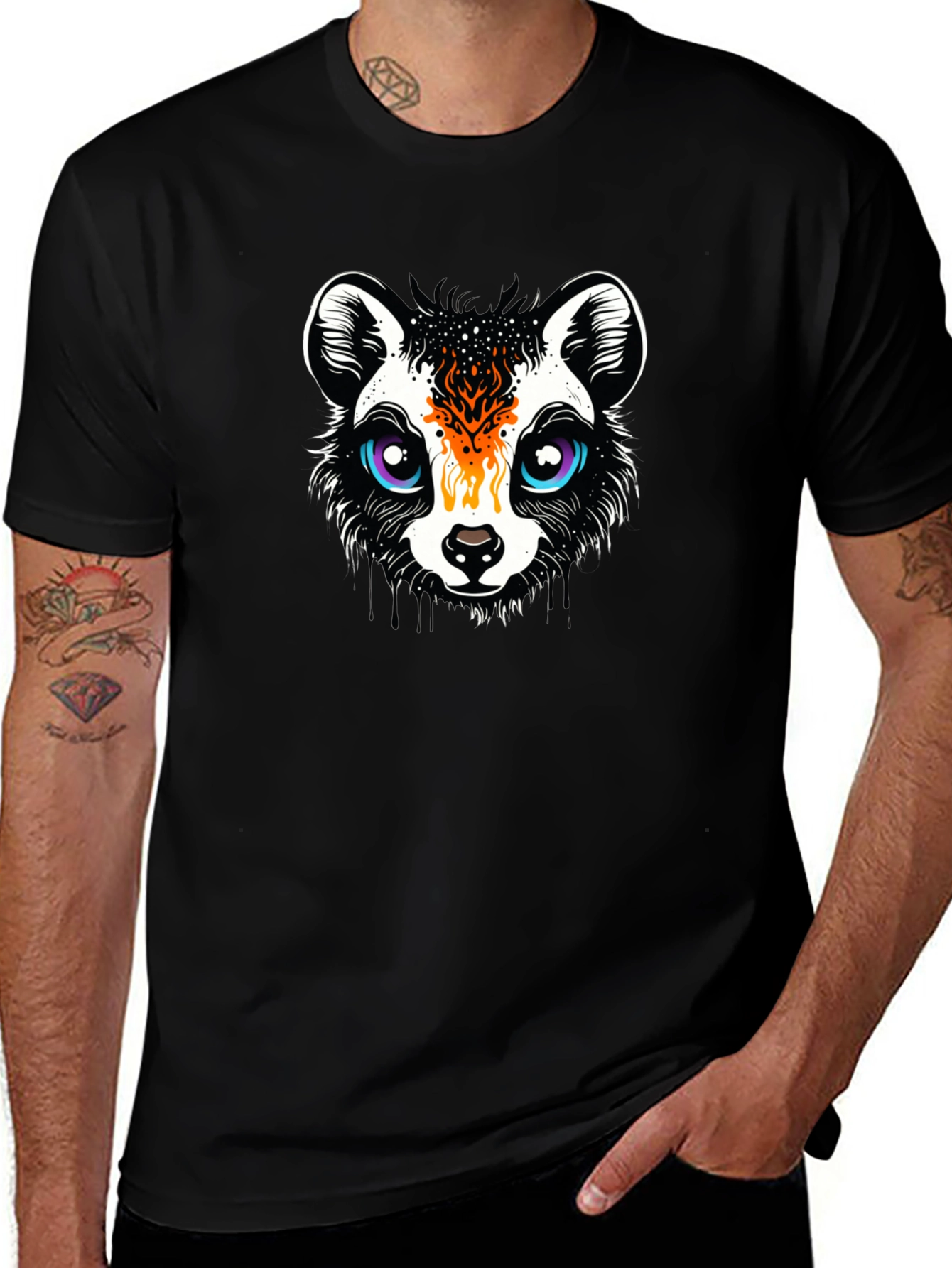 Funky Raccoon Graphic Tee - Black