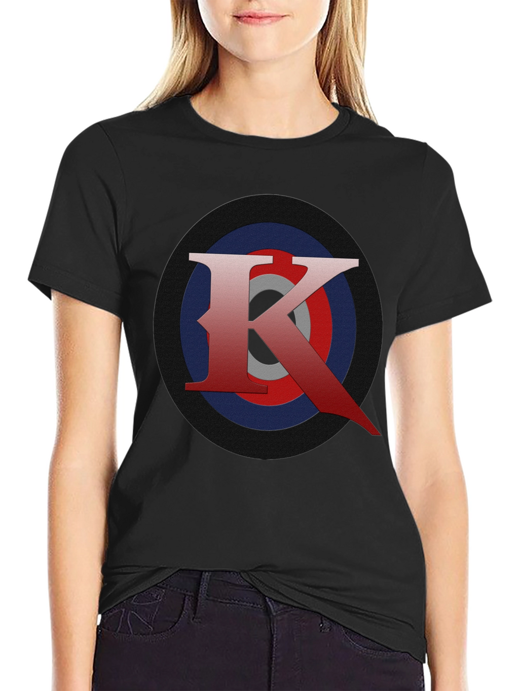 Letter K Target T-Shirt - Black Graphic Tee