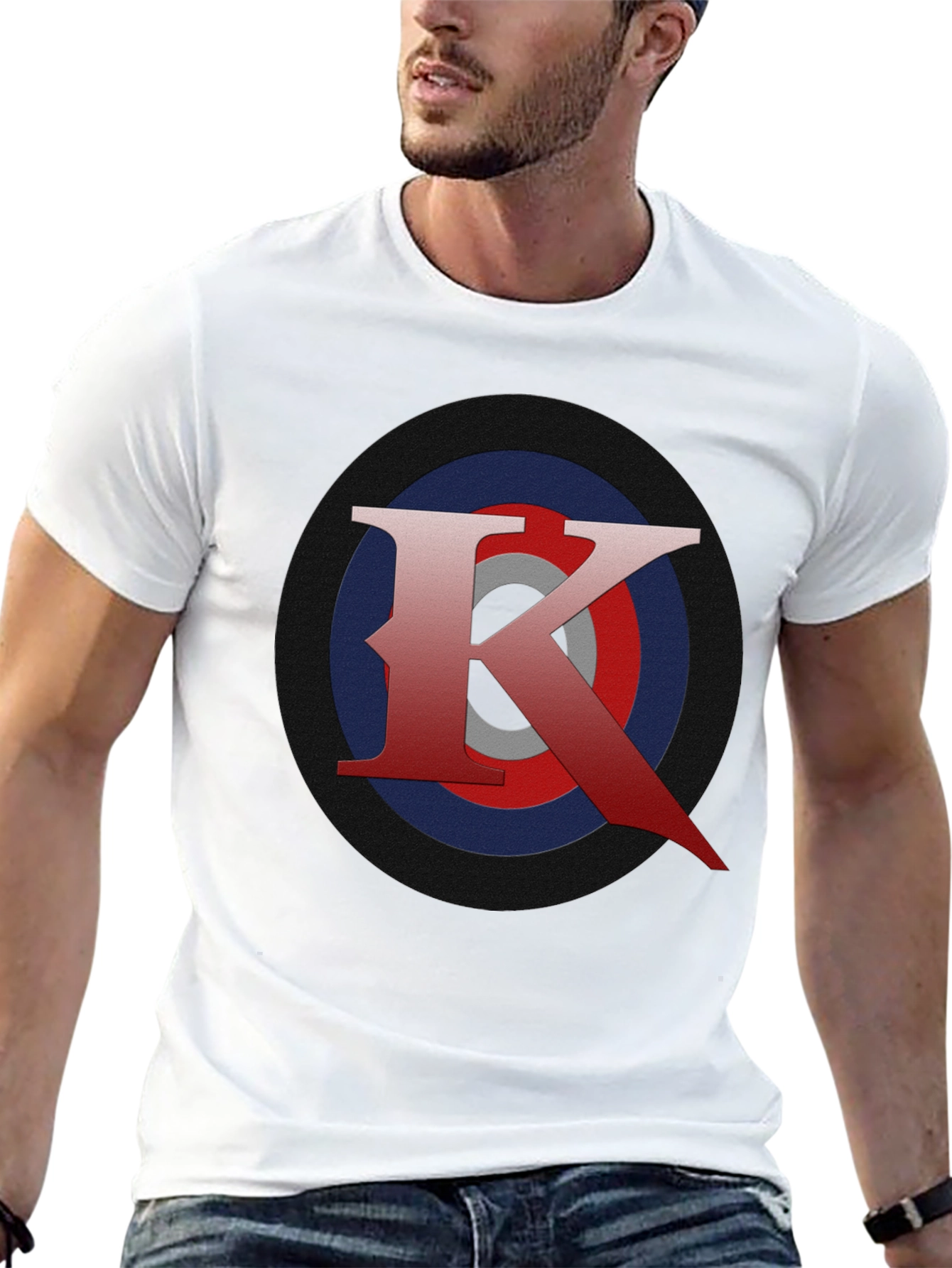 Letter K Target T-Shirt - Black Graphic Tee