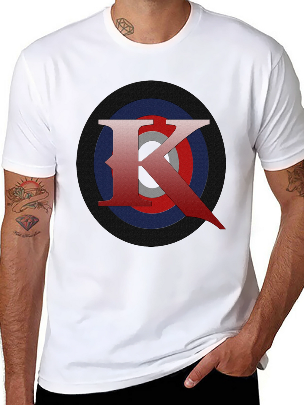 Letter K Target T-Shirt - Black Graphic Tee