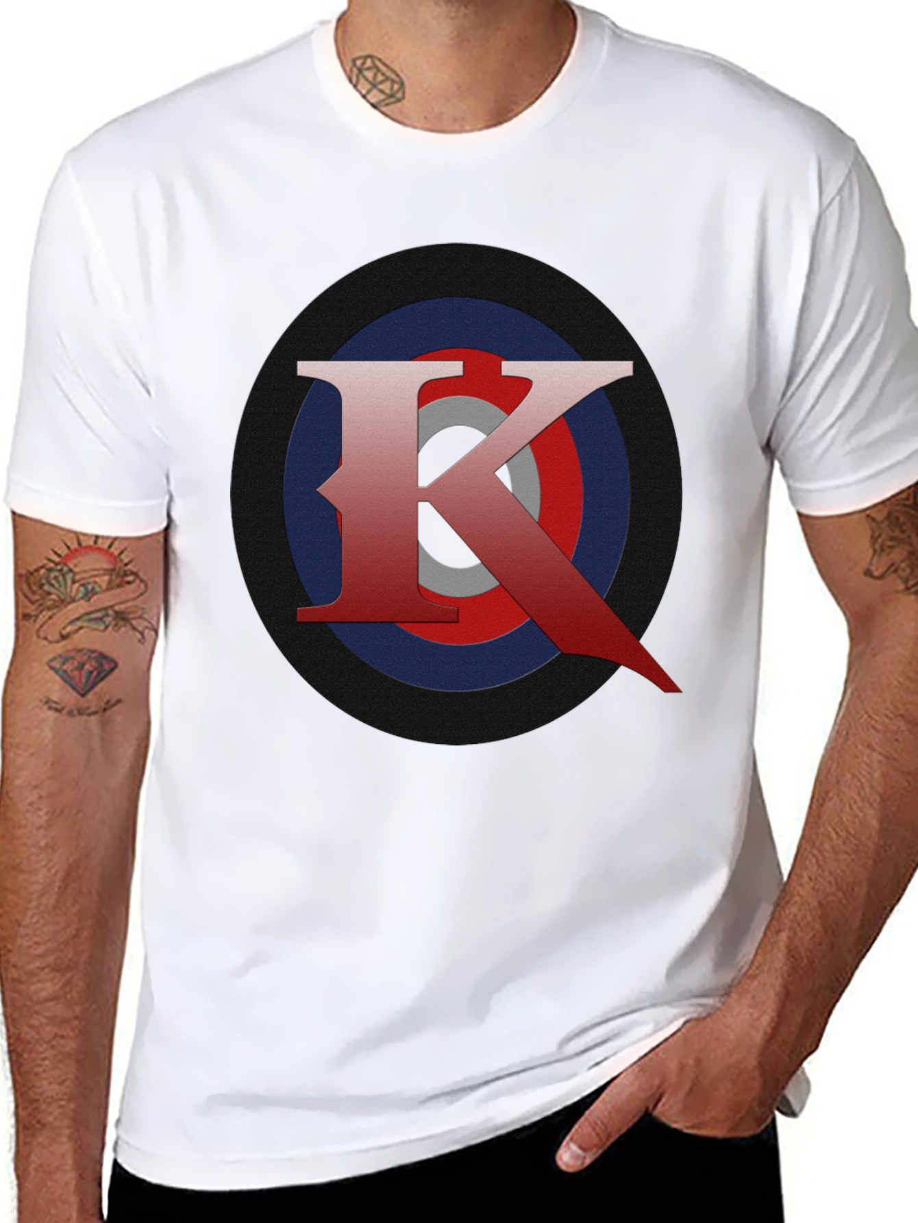 Letter K Target T-Shirt - Black Graphic Tee