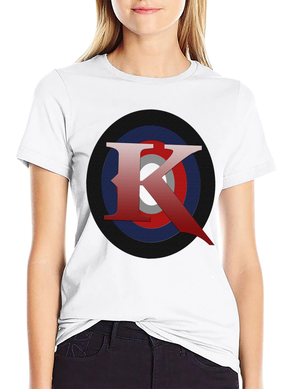 Letter K Target T-Shirt - Black Graphic Tee