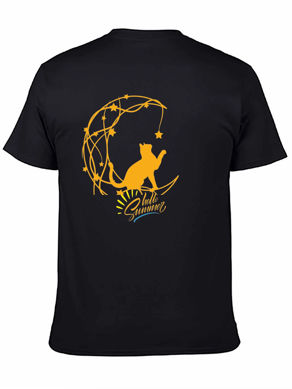 Cat on Moon Graphic Tee - Hello Summer T-Shirt