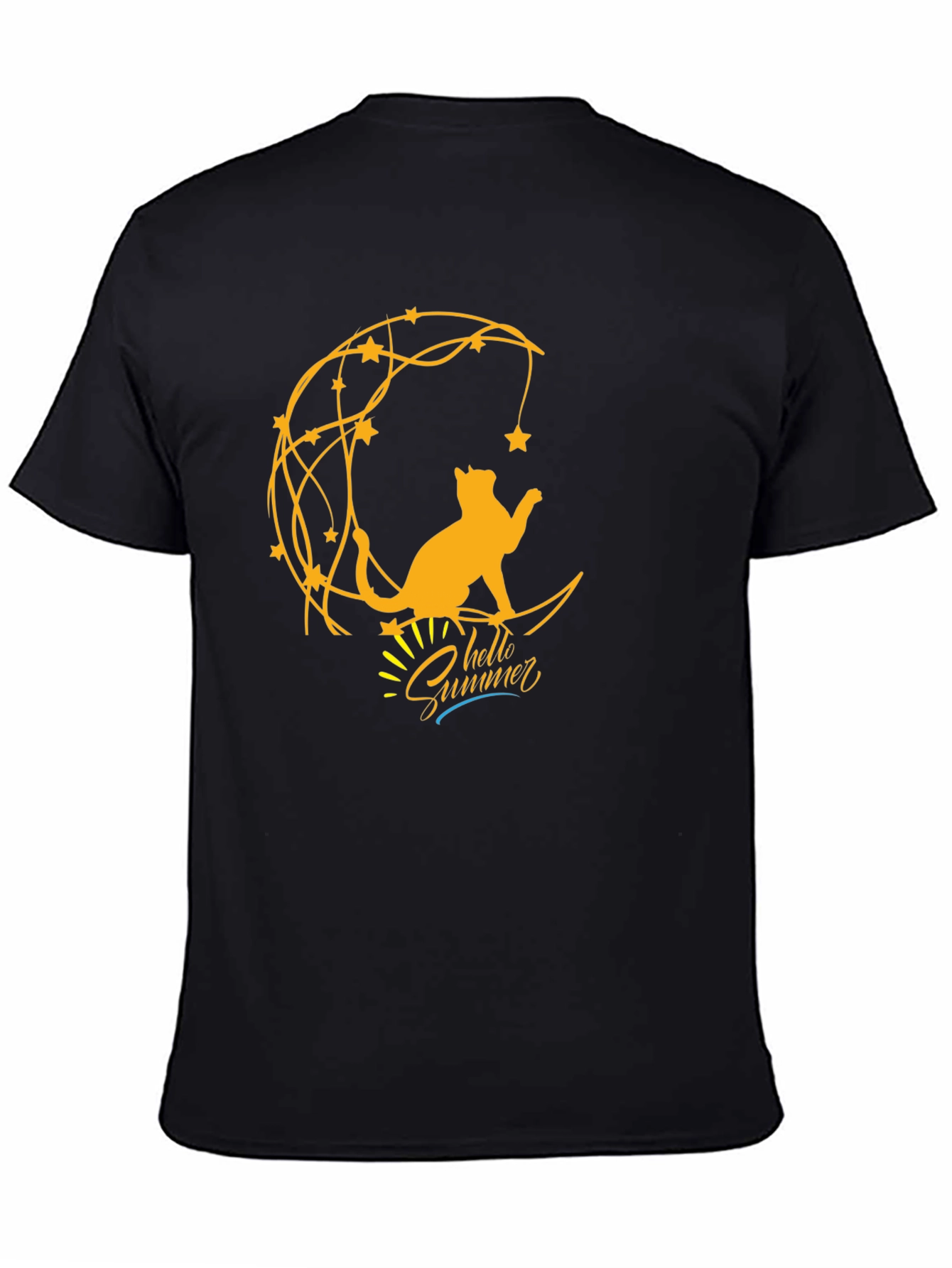 Cat on Moon Graphic Tee - Hello Summer T-Shirt