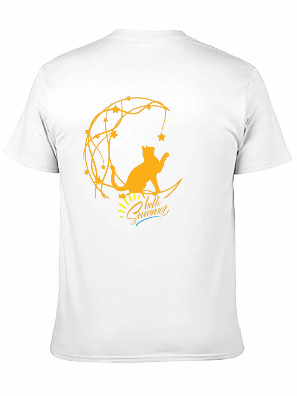 Cat on Moon Graphic Tee - Hello Summer T-Shirt