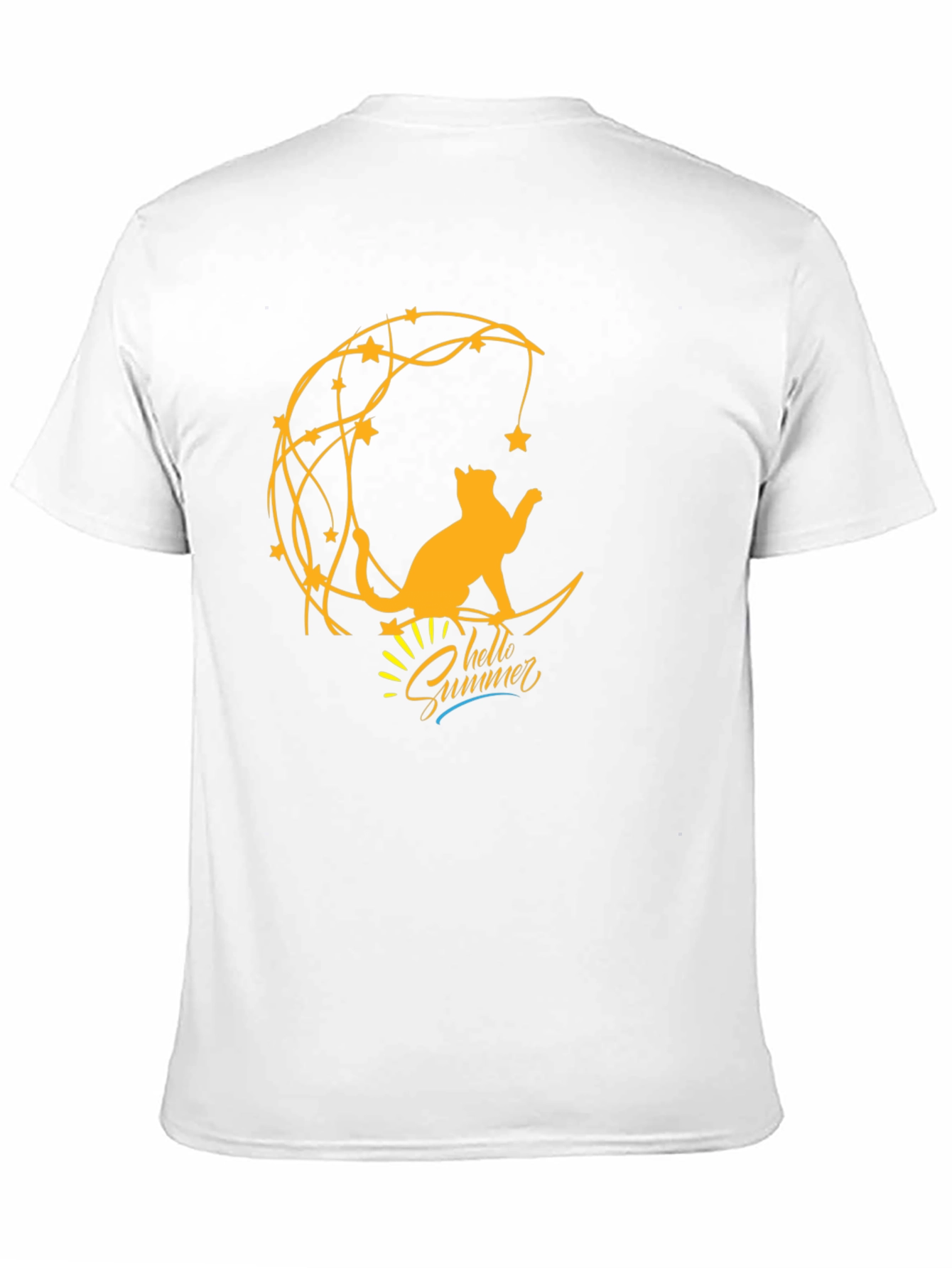 Cat on Moon Graphic Tee - Hello Summer T-Shirt