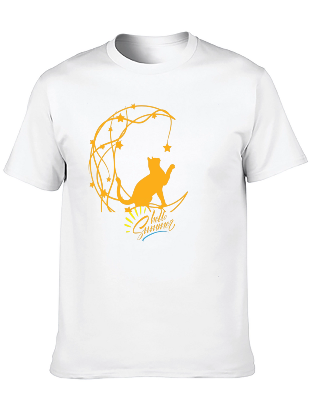 Cat on Moon Graphic Tee - Hello Summer T-Shirt
