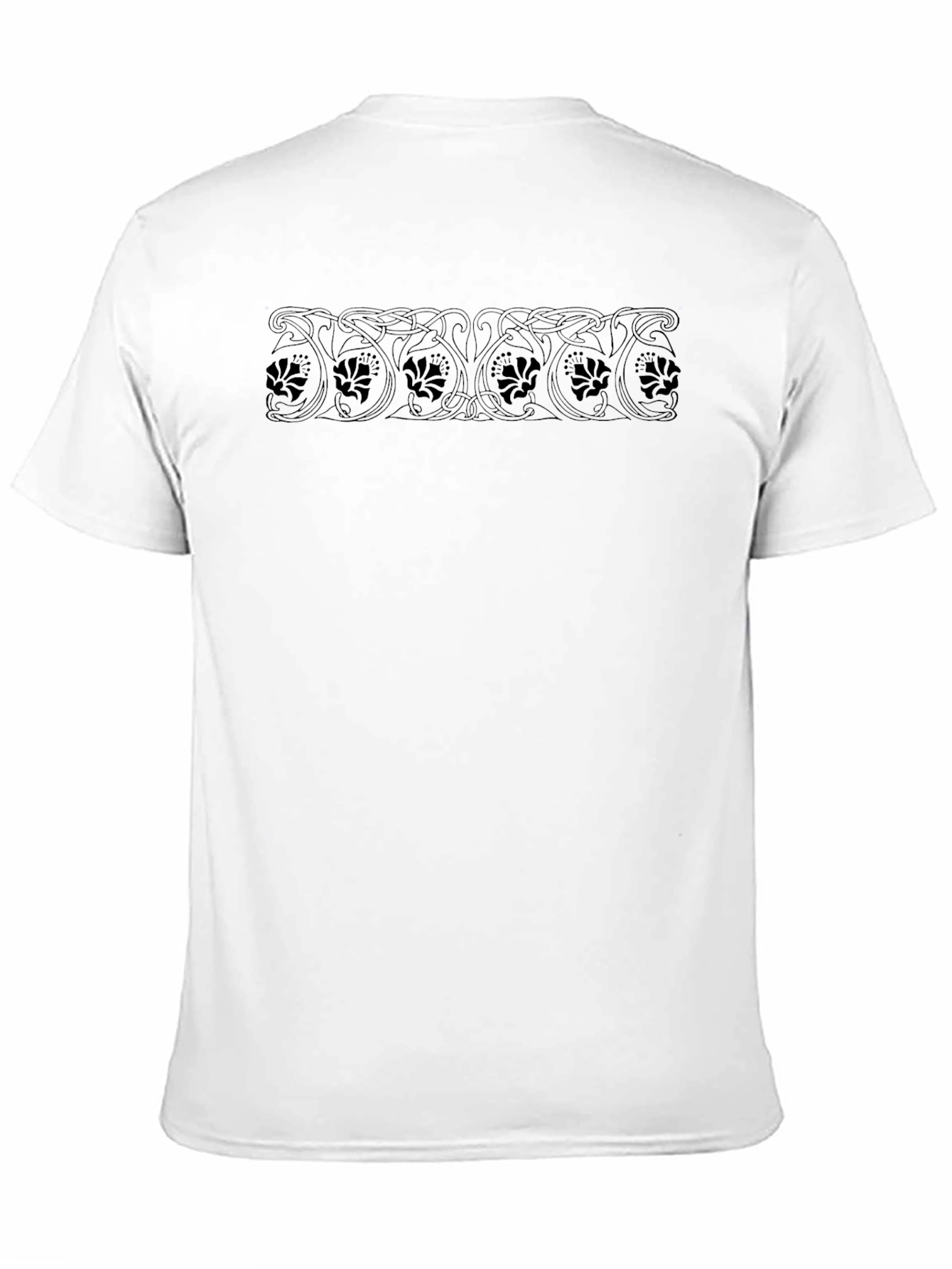 Elegant Black Floral Art Nouveau T-Shirt