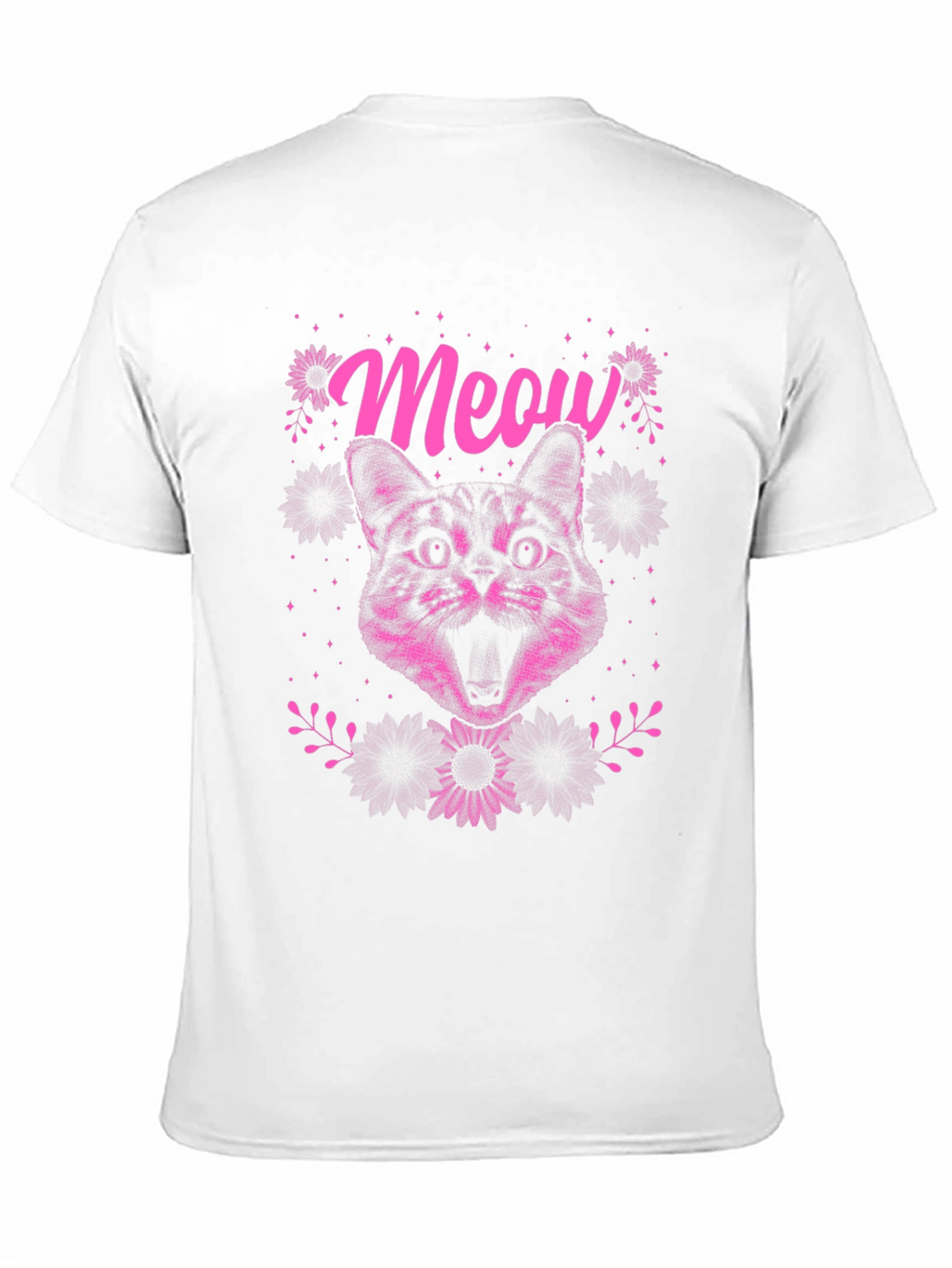 Meow Cat Graphic Tee - Black Cotton T-Shirt