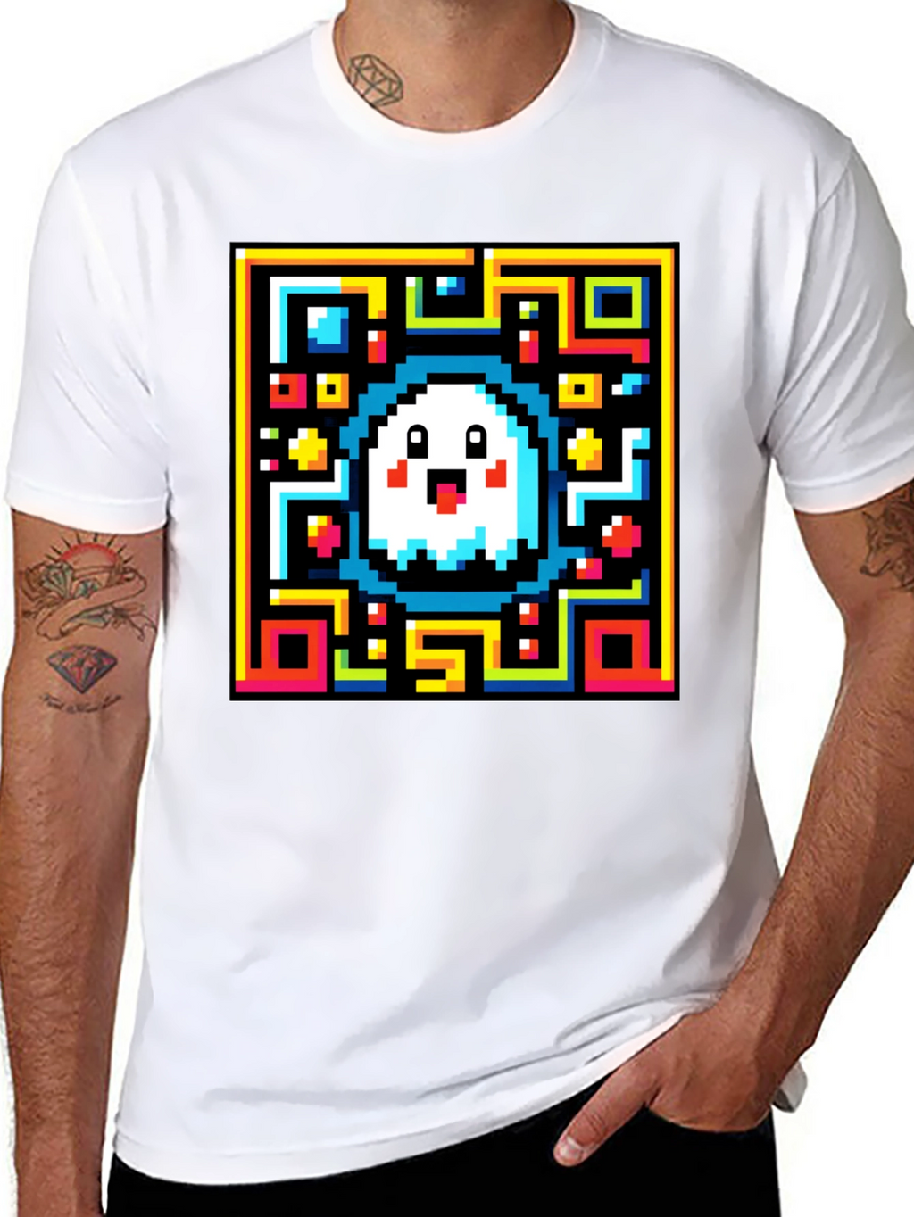 Pixel Ghost QR Code T-Shirt - Unique Design!