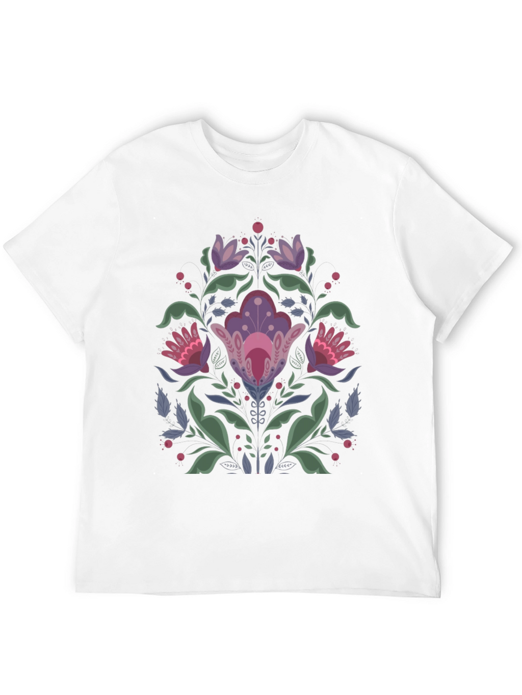 Floral Folk Art Black T-Shirt