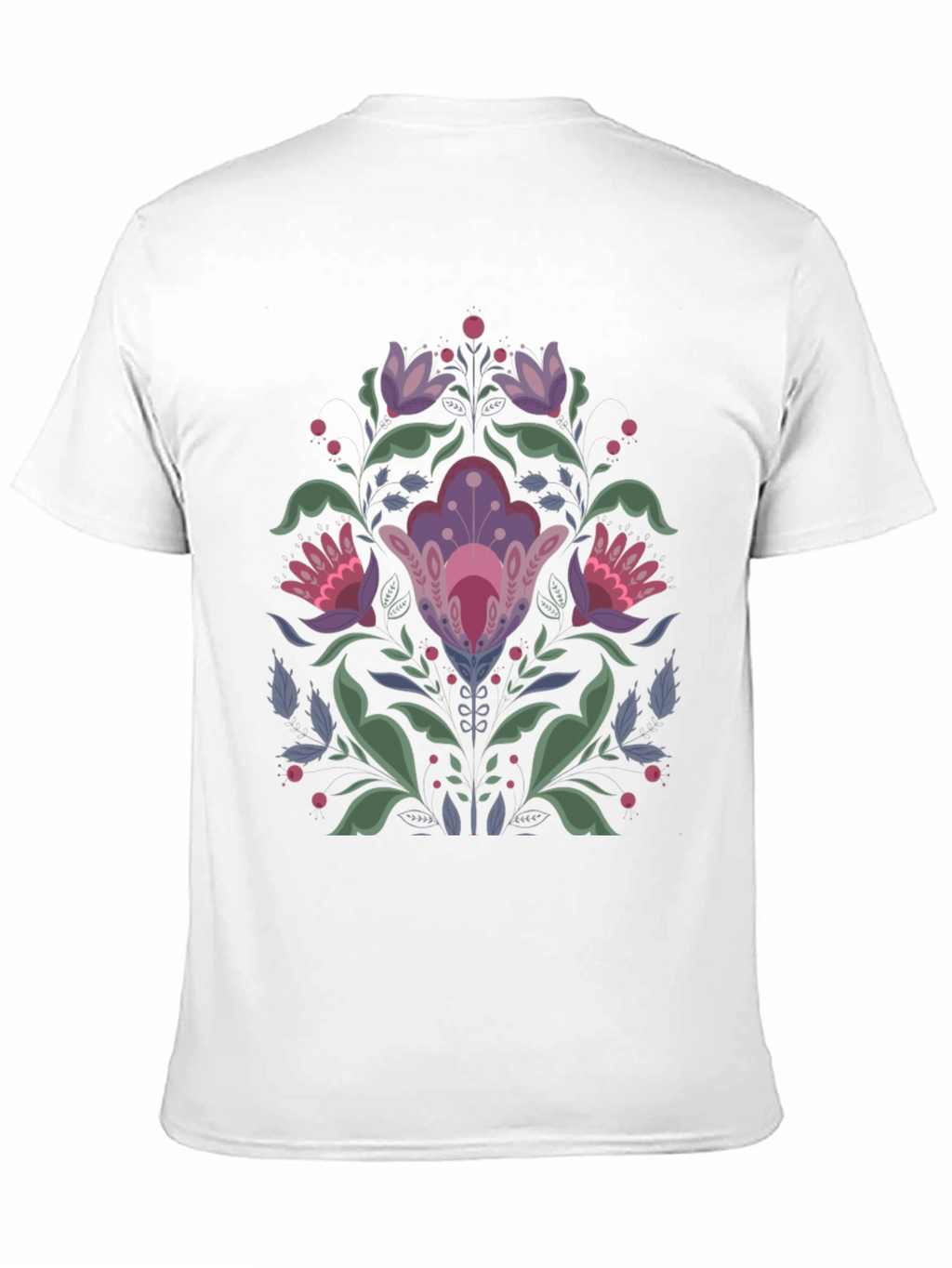 Floral Folk Art Black T-Shirt