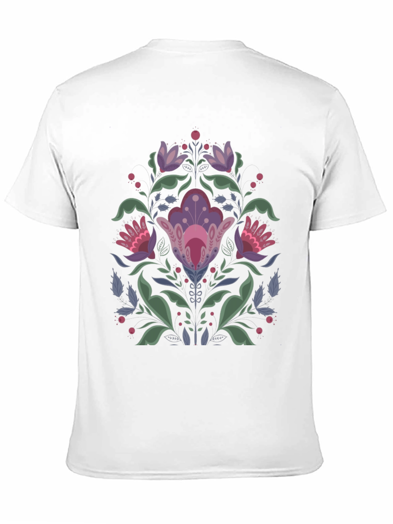 Floral Folk Art Black T-Shirt