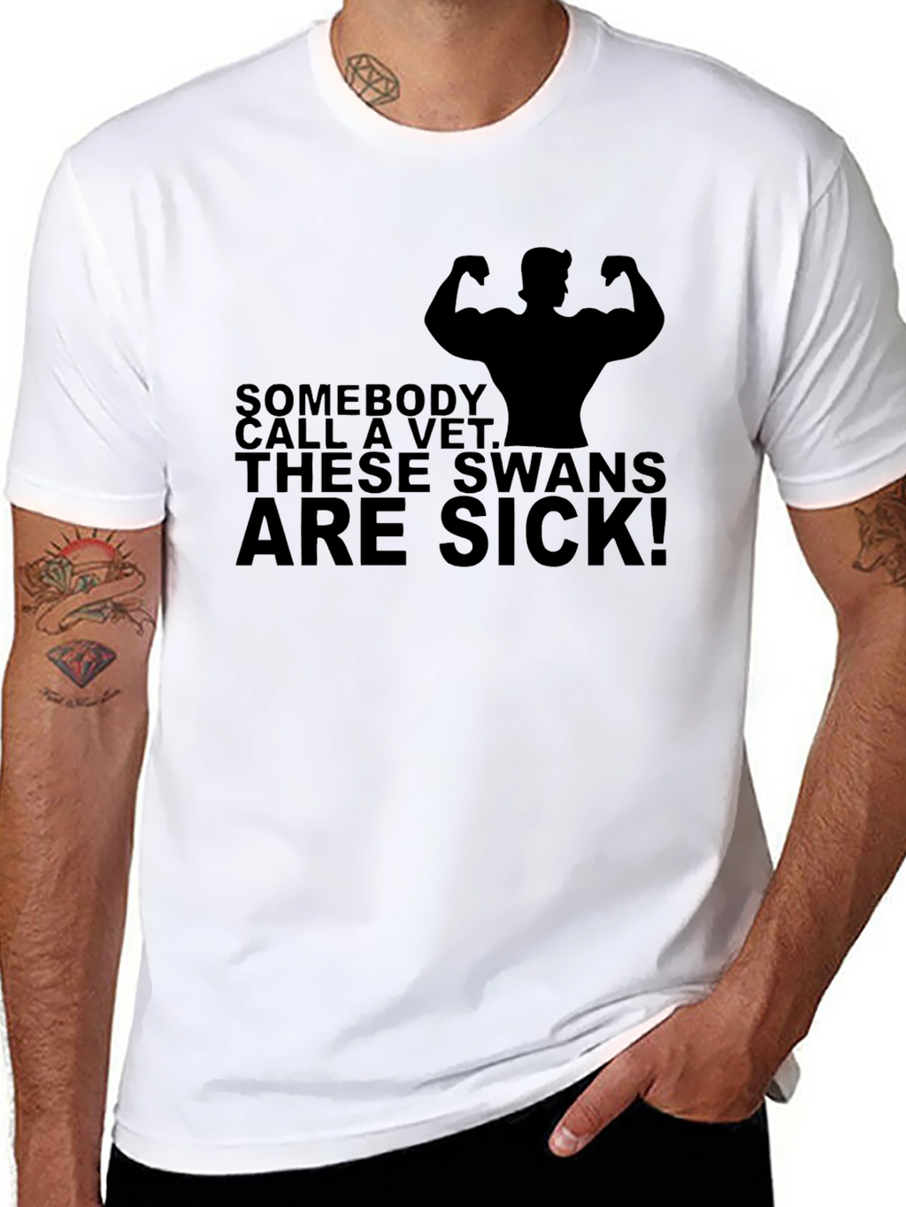 Sick Swans Graphic T-Shirt - Black